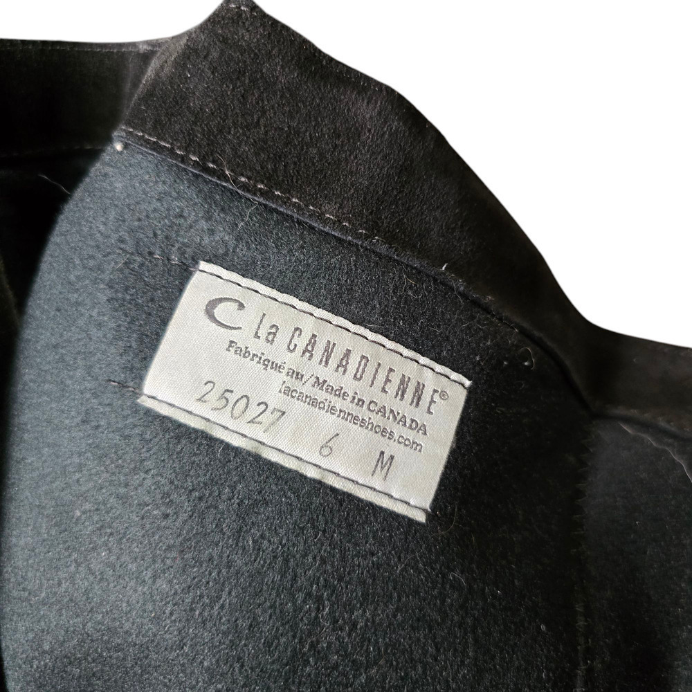 La Canadienne Beverly Black Tall Suede Boot Heel Size 6 Waterproof - Picture 8 of 8